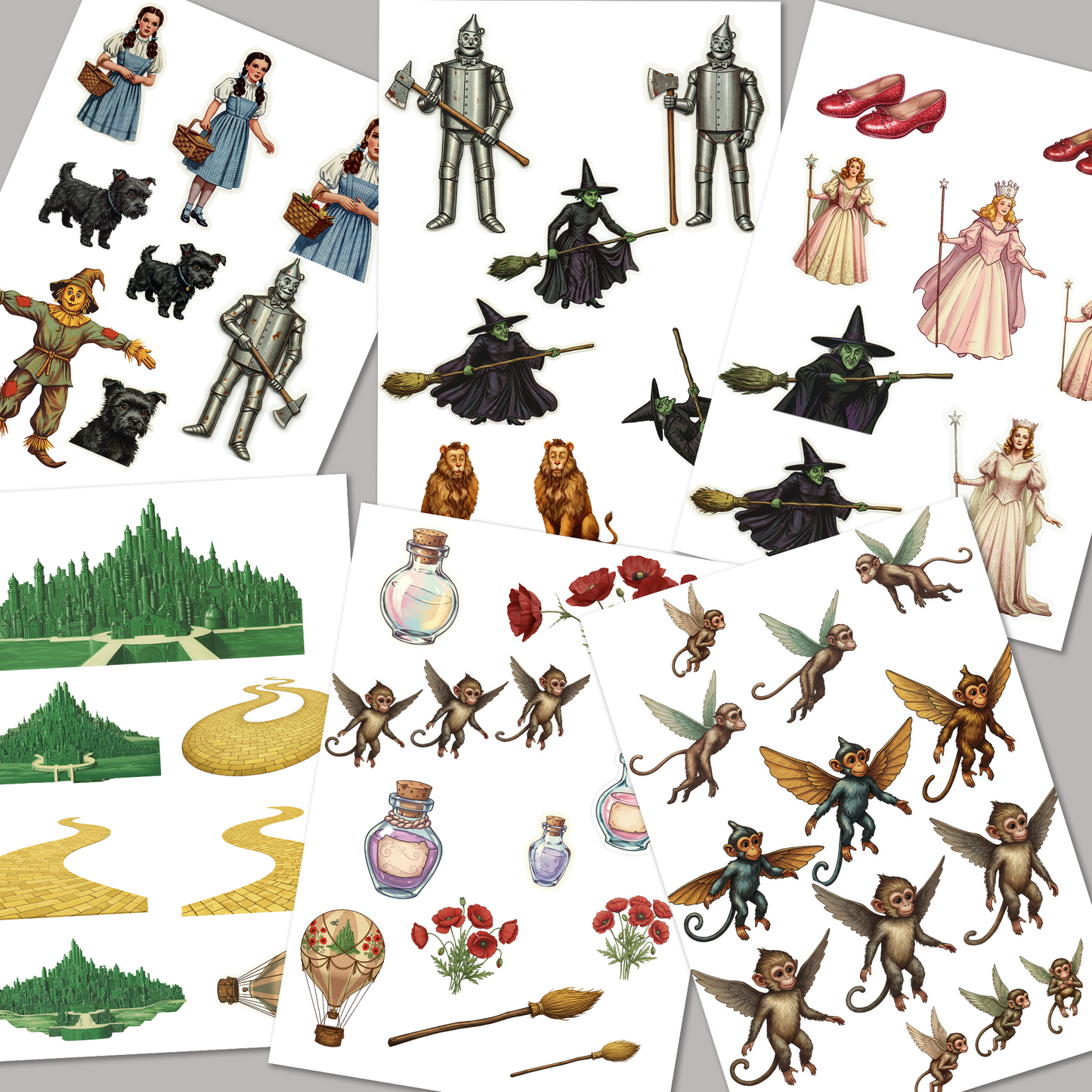 Whimsical Tales: Alice, Dorothy & Peter Rabbit 9 Sheet Junk Journal Kit (PDF)