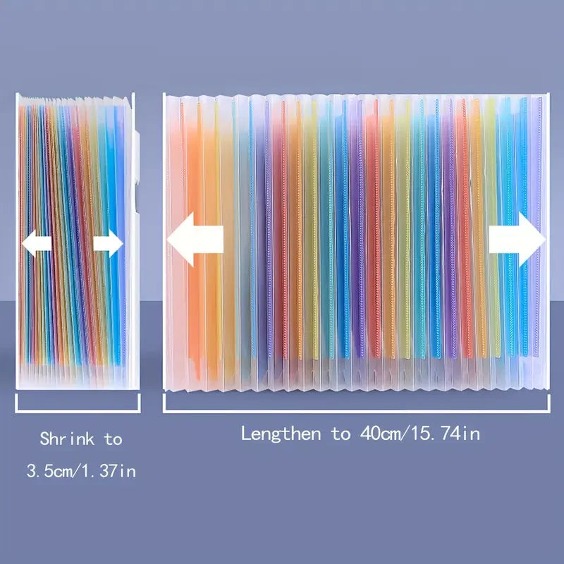 1pc, 25 layers, A4 large capacity transparent expandable folder, rainbow student storage bag, suitable for office, home, school