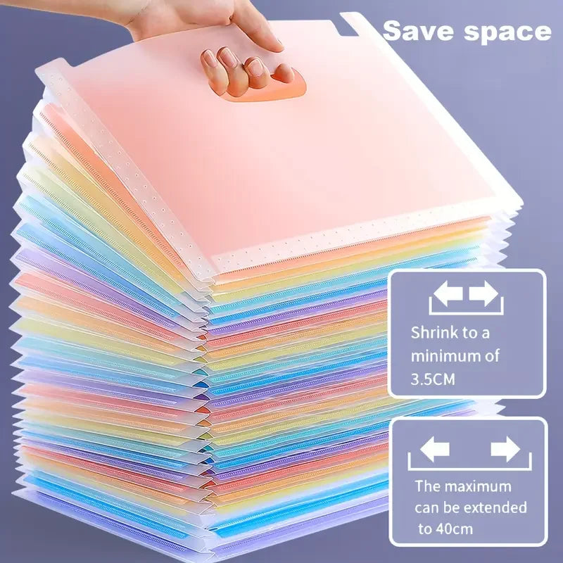 1pc, 25 layers, A4 large capacity transparent expandable folder, rainbow student storage bag, suitable for office, home, school