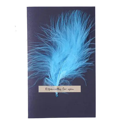 1pc Black High-grade Stereoscopic card envelope True feathers greeting card invitation holding thanks you cards kawaii