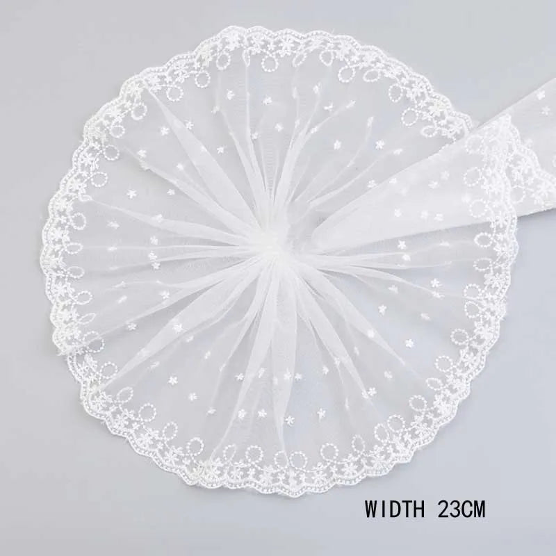 1Y Colorful Flower Embroidered Tulle Lace Trimmings Dress Accessories Lace Fabric Sewing Crafts Doll Material