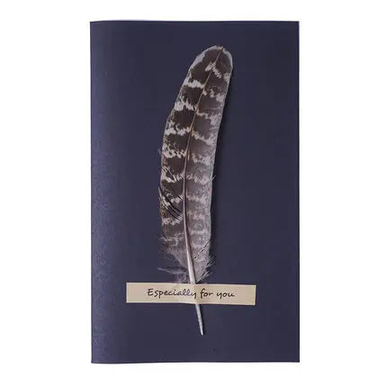 1pc Black High-grade Stereoscopic card envelope True feathers greeting card invitation holding thanks you cards kawaii