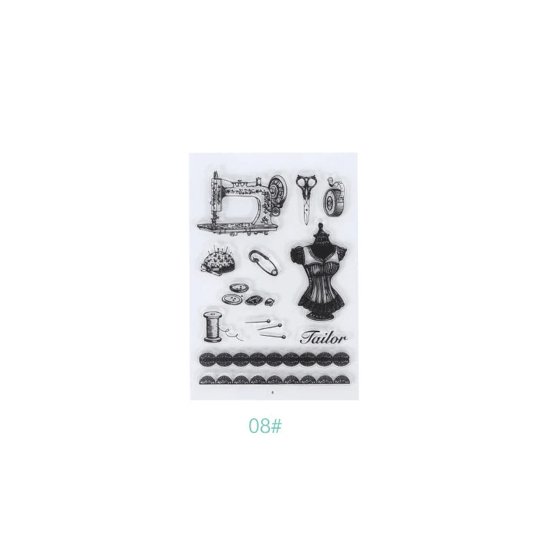 JIANQI 17 Design Retro icons Silicone seal Transparent Rubber stamp Decorative Diary Scrapbooking material Planner supplies