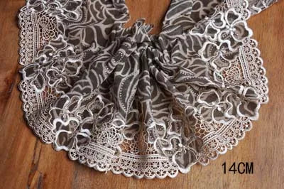 1Y Blue Polyester Soft Mesh Embroidery Lace Trimmings Dress Accessories Lace Fabric Sewing Crafts Doll Material