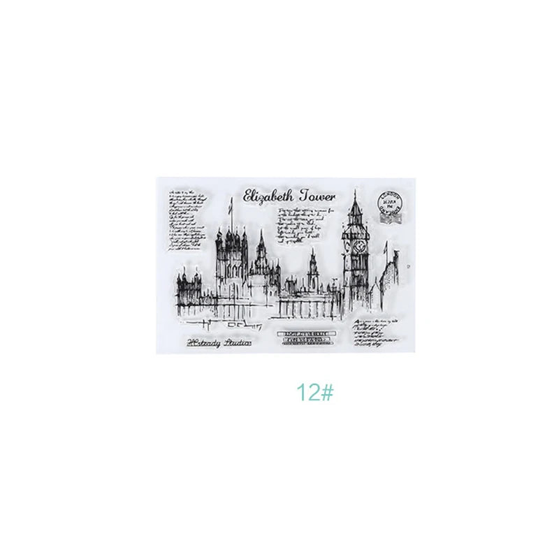 JIANQI 17 Design Retro icons Silicone seal Transparent Rubber stamp Decorative Diary Scrapbooking material Planner supplies