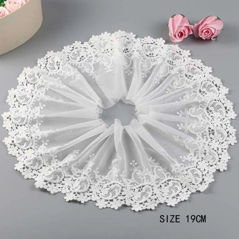 1Y Colorful Flower Embroidered Tulle Lace Trimmings Dress Accessories Lace Fabric Sewing Crafts Doll Material
