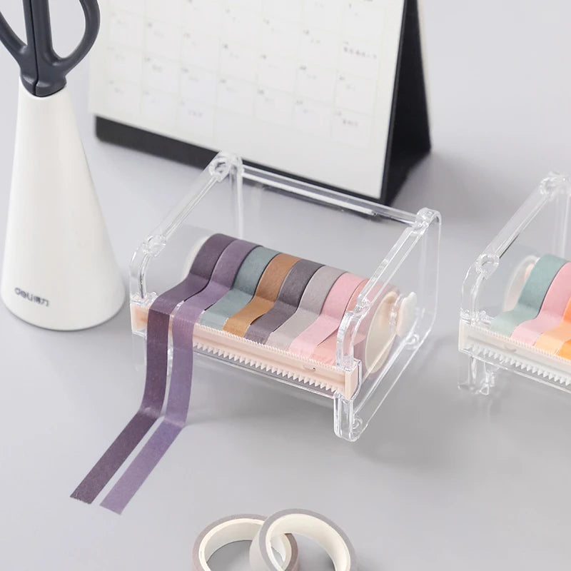 1pc Washi Tape Dispenser Holder Cutter Office Supplies Desk Accessories Organizer