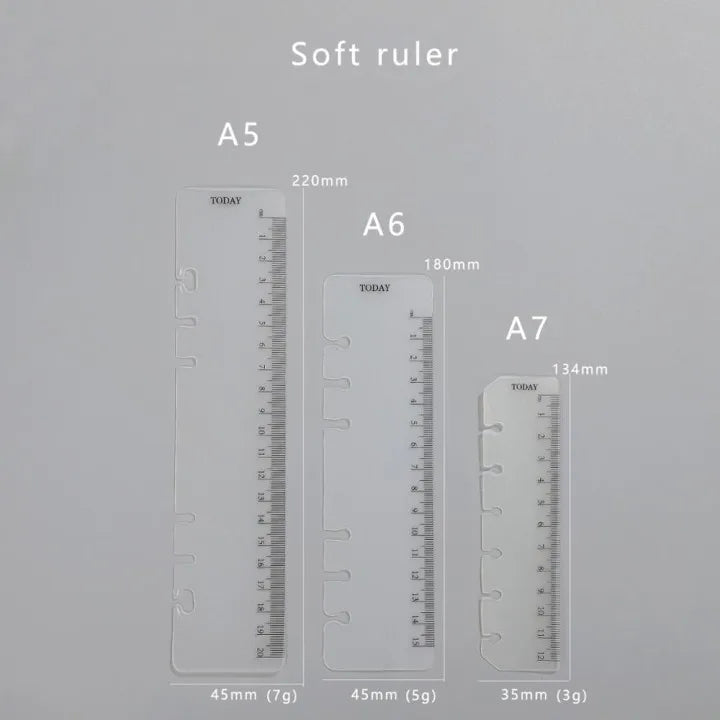 JIANWU A5/A6/A7 Soft Ruler Binder Accessories Loose Leaf Transparent Ruler Measuring Tools Kawaii Stationery For School Supplies