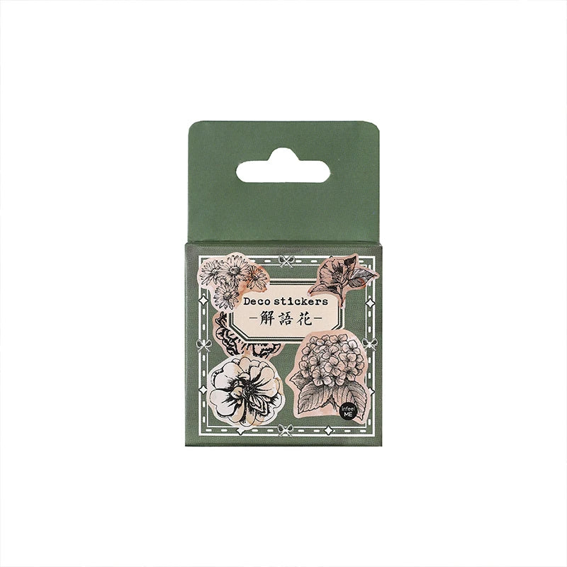 JIANQI 46 Pcs Vintage labels Sticker Diary Album Scrapbooking material Planner handmade Retro Mini boxed Sticker art marker