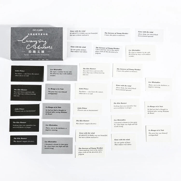 Vintage Quotes Matchbox Sulfuric Acid Memo Pads Handwriting English Bullet Journaling Accessories Aesthetic Material Card Paper