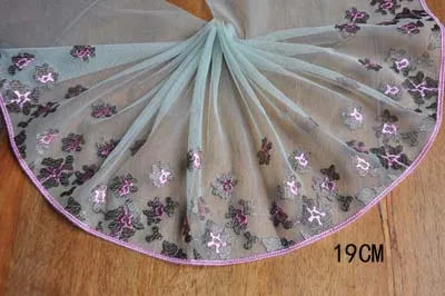 1Y Blue Polyester Soft Mesh Embroidery Lace Trimmings Dress Accessories Lace Fabric Sewing Crafts Doll Material