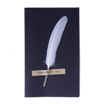1pc Black High-grade Stereoscopic card envelope True feathers greeting card invitation holding thanks you cards kawaii
