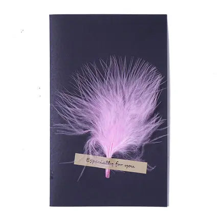 1pc Black High-grade Stereoscopic card envelope True feathers greeting card invitation holding thanks you cards kawaii