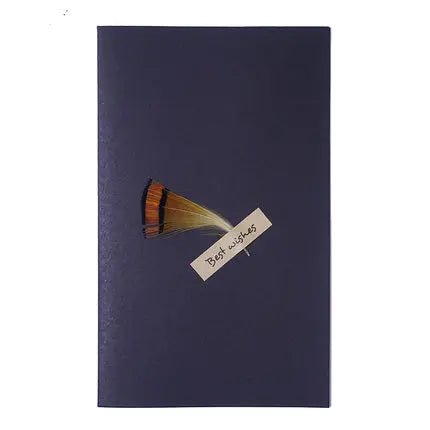 1pc Black High-grade Stereoscopic card envelope True feathers greeting card invitation holding thanks you cards kawaii