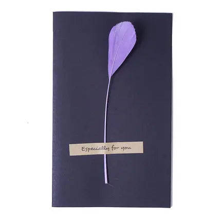 1pc Black High-grade Stereoscopic card envelope True feathers greeting card invitation holding thanks you cards kawaii