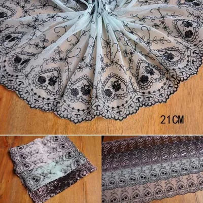 1Y Blue Polyester Soft Mesh Embroidery Lace Trimmings Dress Accessories Lace Fabric Sewing Crafts Doll Material
