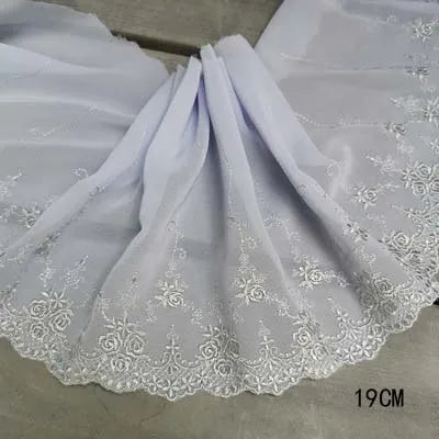 1Y Colorful Flower Embroidered Tulle Lace Trimmings Dress Accessories Lace Fabric Sewing Crafts Doll Material