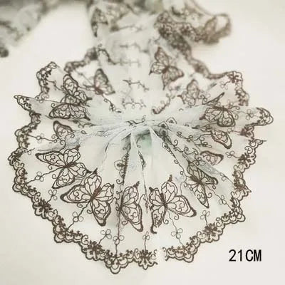 1Y Blue Polyester Soft Mesh Embroidery Lace Trimmings Dress Accessories Lace Fabric Sewing Crafts Doll Material