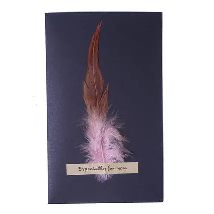 1pc Black High-grade Stereoscopic card envelope True feathers greeting card invitation holding thanks you cards kawaii