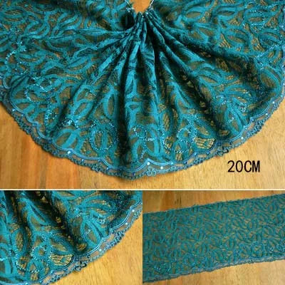 1Y Blue Polyester Soft Mesh Embroidery Lace Trimmings Dress Accessories Lace Fabric Sewing Crafts Doll Material