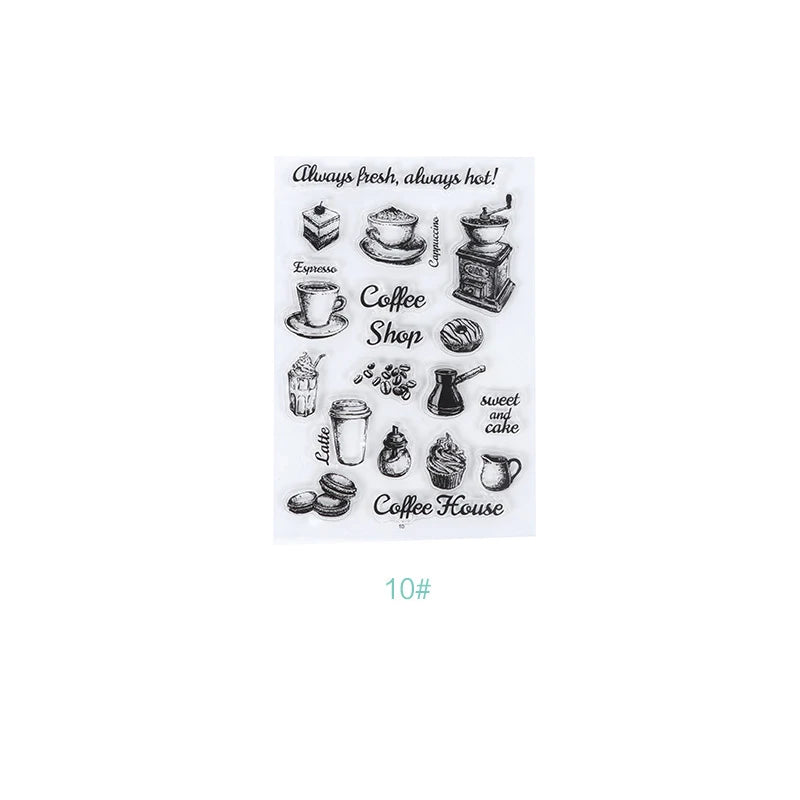 JIANQI 17 Design Retro icons Silicone seal Transparent Rubber stamp Decorative Diary Scrapbooking material Planner supplies