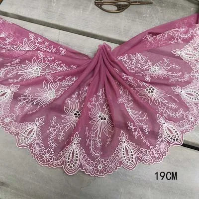 1Y Colorful Flower Embroidered Tulle Lace Trimmings Dress Accessories Lace Fabric Sewing Crafts Doll Material