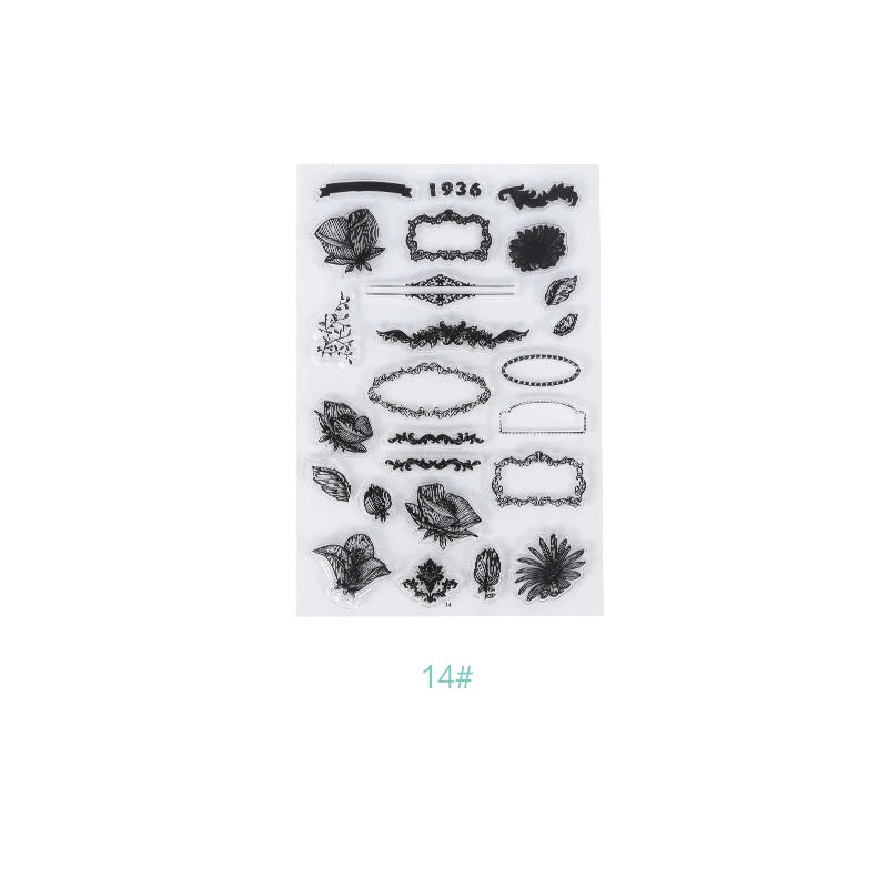 JIANQI 17 Design Retro icons Silicone seal Transparent Rubber stamp Decorative Diary Scrapbooking material Planner supplies