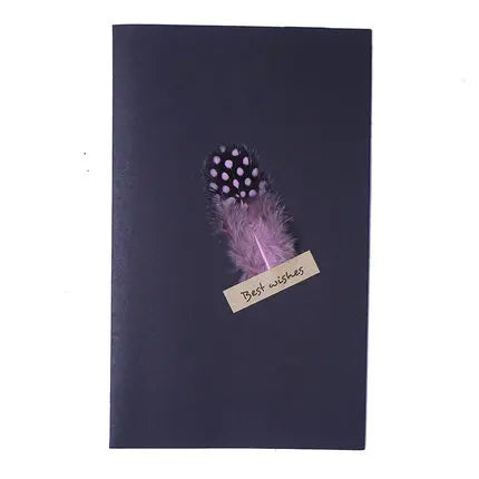 1pc Black High-grade Stereoscopic card envelope True feathers greeting card invitation holding thanks you cards kawaii