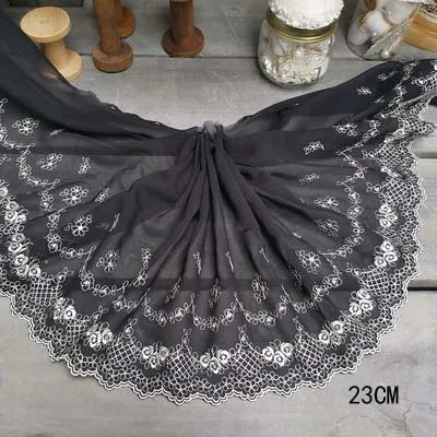 1Y Colorful Flower Embroidered Tulle Lace Trimmings Dress Accessories Lace Fabric Sewing Crafts Doll Material