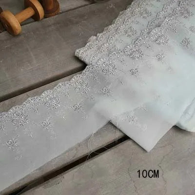 1Y Colorful Flower Embroidered Tulle Lace Trimmings Dress Accessories Lace Fabric Sewing Crafts Doll Material