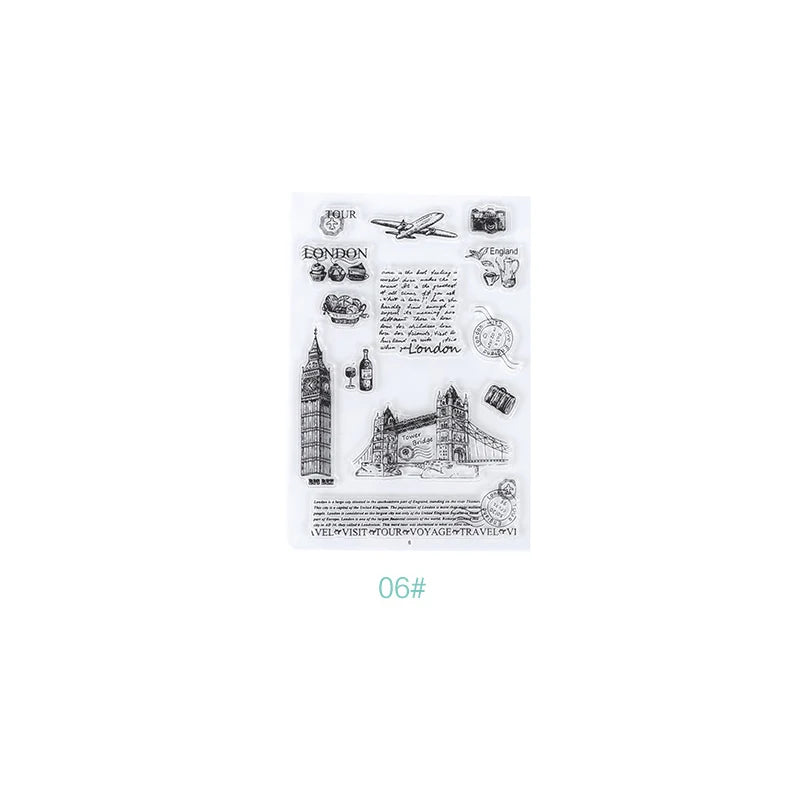 JIANQI 17 Design Retro icons Silicone seal Transparent Rubber stamp Decorative Diary Scrapbooking material Planner supplies