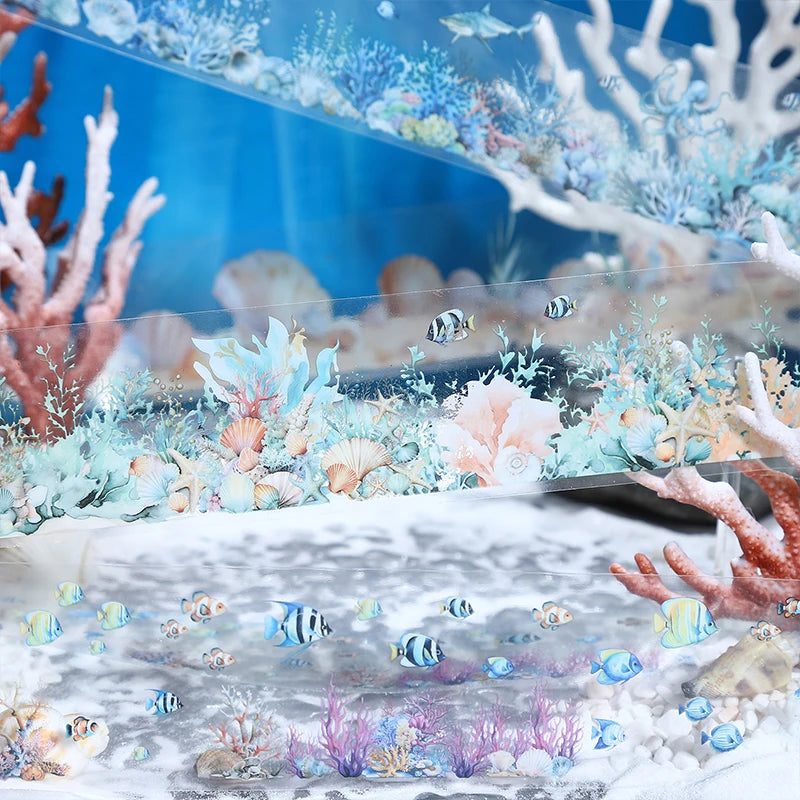 JIANQI 45mm*2m Deep sea landscape PET Tapes Creativity Scrapbook Hand Account Adhesive hand made Diy Junk Journal Craft Supplies