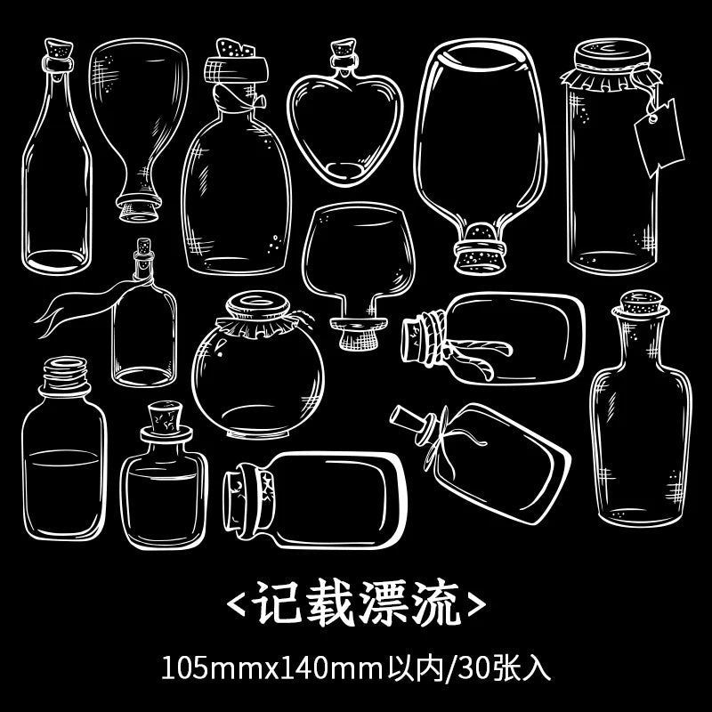 JIANQI 30 sheets Glass Bottle Shape Sticker Scrapbooking Art DIY Crafts Transparent Dried Flower Bookmarks Decor scrapbooking