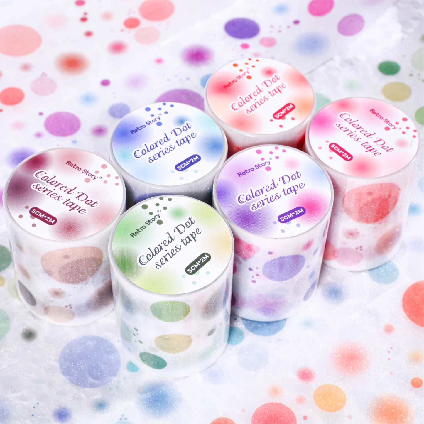 JIANQI 50mm*2m PET Tape round Stickers Creativity Scrapbooking Hand Account Adhesive hand made Diy Junk Journal Craft Supplies