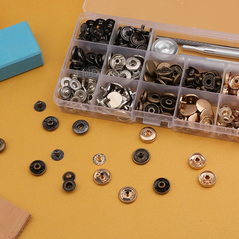 Leathercraft Metal Snaps for Clothes Garment Fasteners Button Snap Press Studs with Installation Tools Kits for Shoes