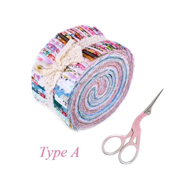 1Pack Fabric Roll Jelly Roll Up Cotton Fabric Quilting Strips Random Pattern Patchwork Craft Cotton Quilting Supplies