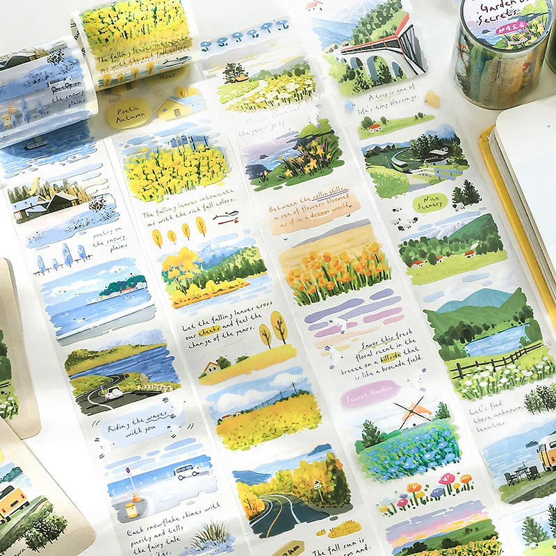 JIANQI 50mm*3m Road scenery series tape PET Material Scrapbooking Stickers Stationery Supplies Decorative DIY Sticker