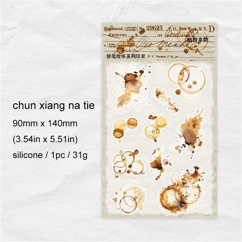 JIANWU Letterhead Story Series Vintage English Text Snowflake Material Collage Silicone Stamp Creative DIY Journal Stationery
