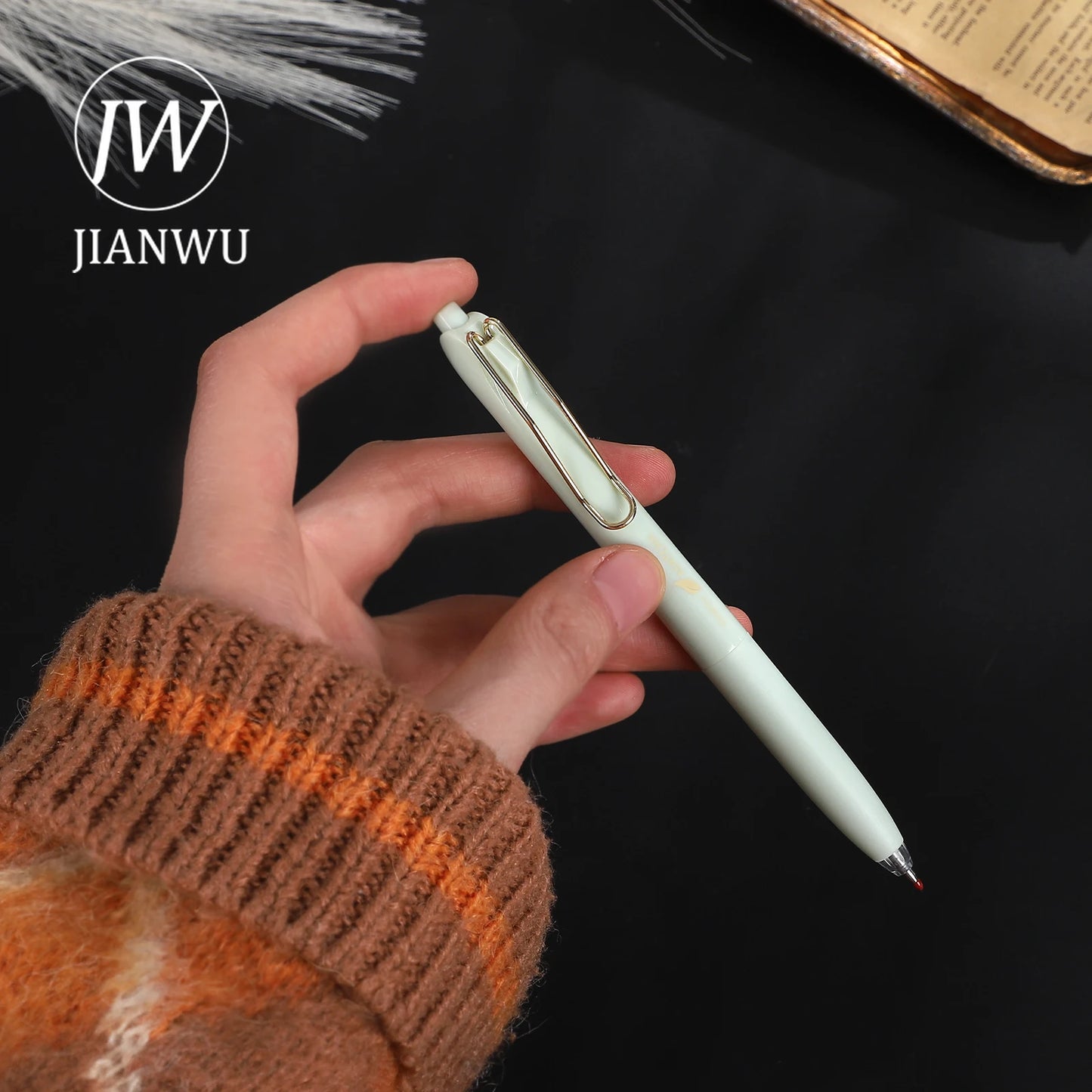JIANWU 2 Pcs/set Wangshan Matcha Mint Press Gel Pen Set 0.5mm Black Quick-drying Creative Journal Student Supplies Stationery