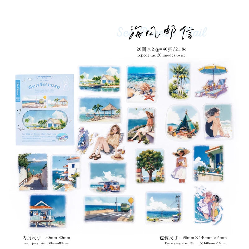 JIANQI 40 Pcs Four Seasons Scenery Stickers PET Transparent Decorative Collage Junk Journal DIY Scrapbooking Supplies
