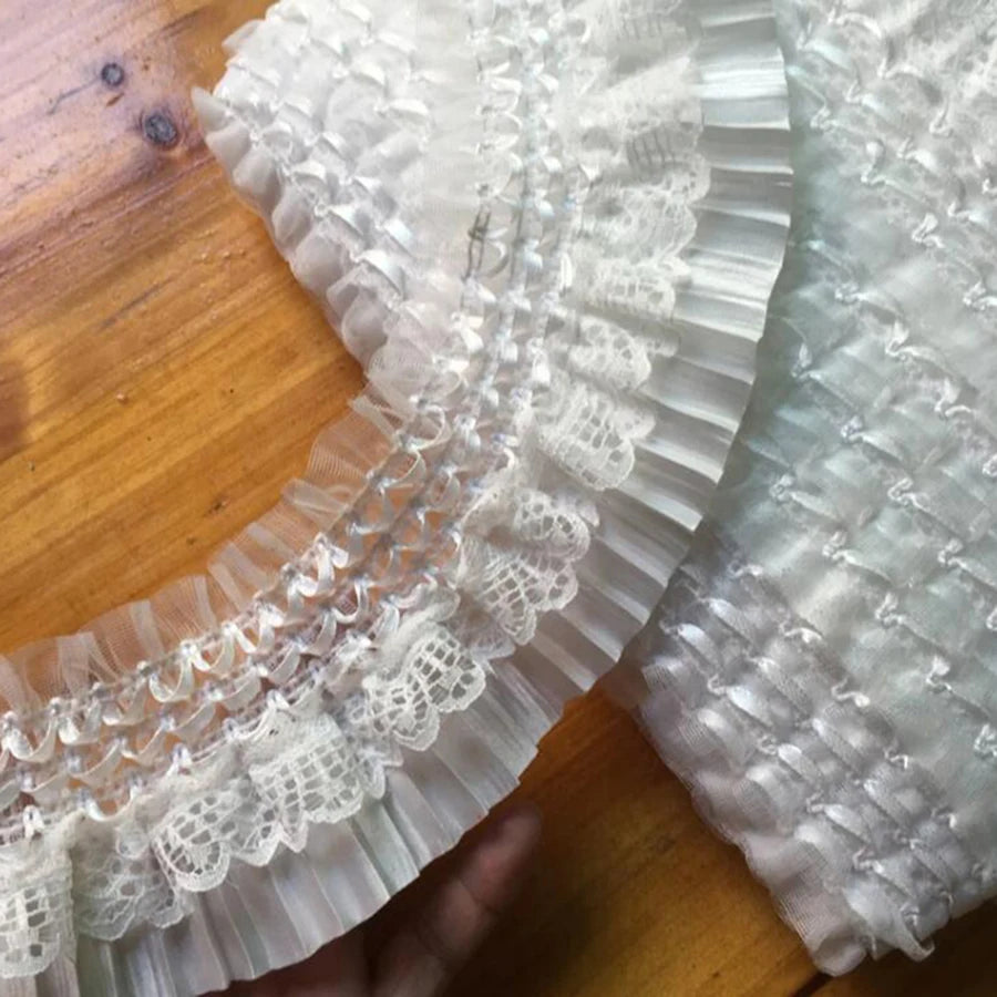 1Yard Elastic Lace Fabric DIY Sewing Applique Ruffle Craft Decoration 7CM Wide