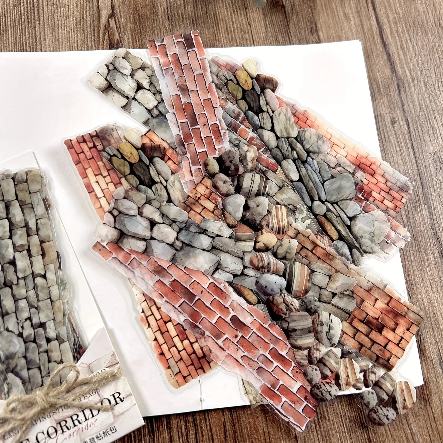 JIANQI 20pcs/pack European Retro Collage Strip Stickers DIY Collage Decoration Album junk journal Scrapbook PET Stickers
