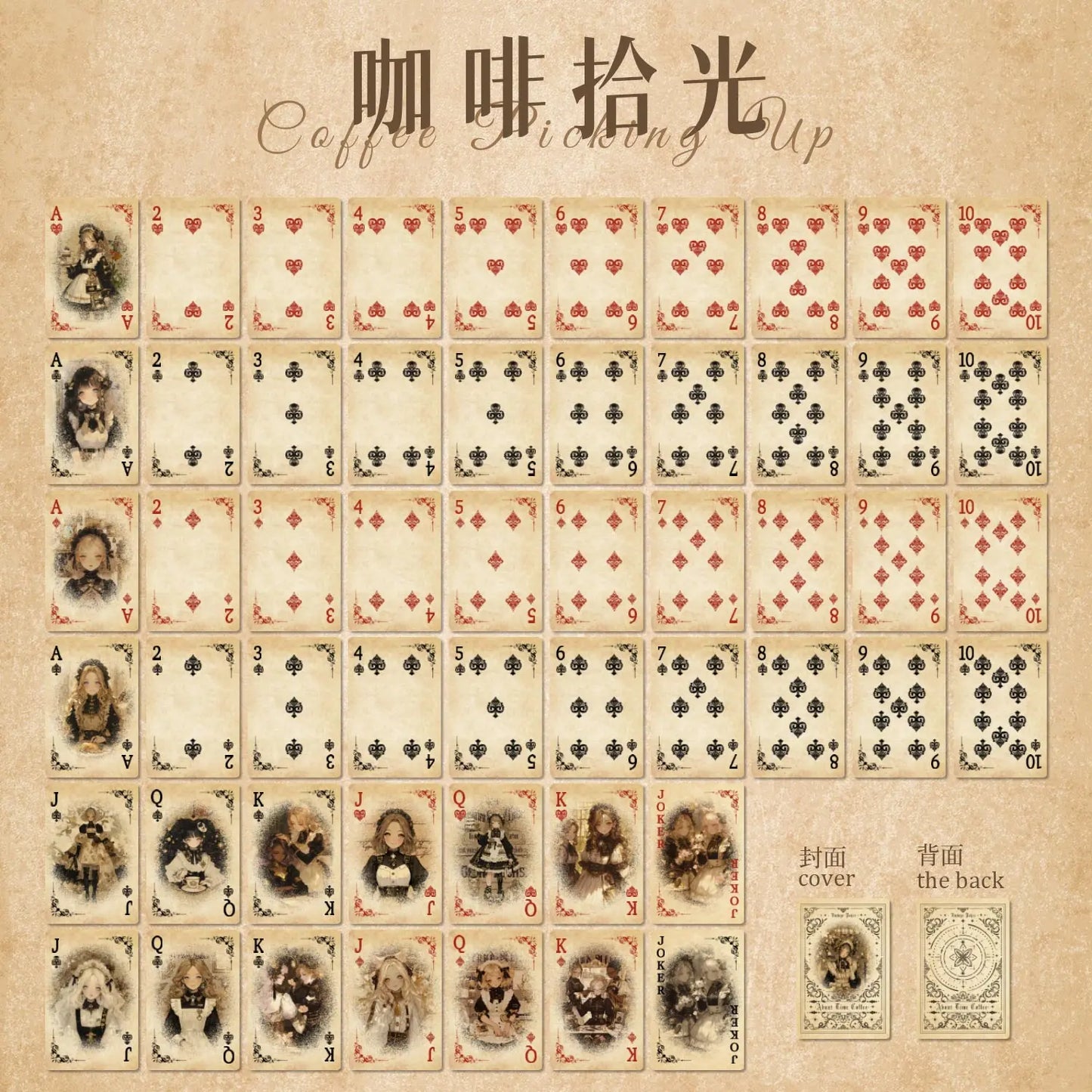 JIANQI 55 pcs Retro poker cards material paper Decorative Scrapbooking Diary Album hand made Collage material Background paper