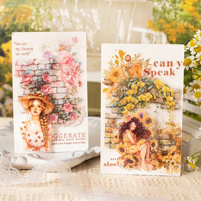 10pcs PET vine wall Landscape scenery Theme Stickers DIY Scrapbooking Supplies Collage Junk Journal Aesthetic Decor Stickers