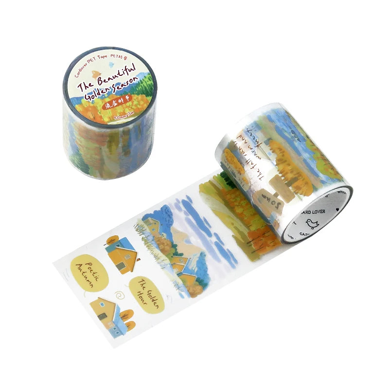 JIANQI 50mm*3m Road scenery series tape PET Material Scrapbooking Stickers Stationery Supplies Decorative DIY Sticker