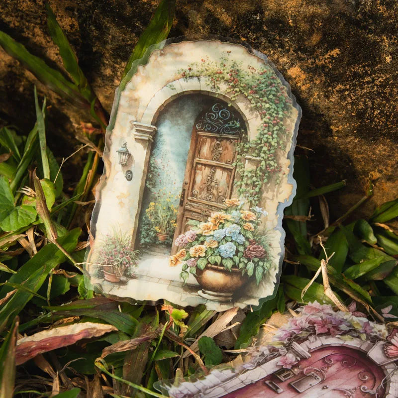 JIANQI 5pcs/pack Big size Doors Windows PET Sticker DIY Scrapbooking Supplies Art Collage Junk Journal PET Stationery Stickers