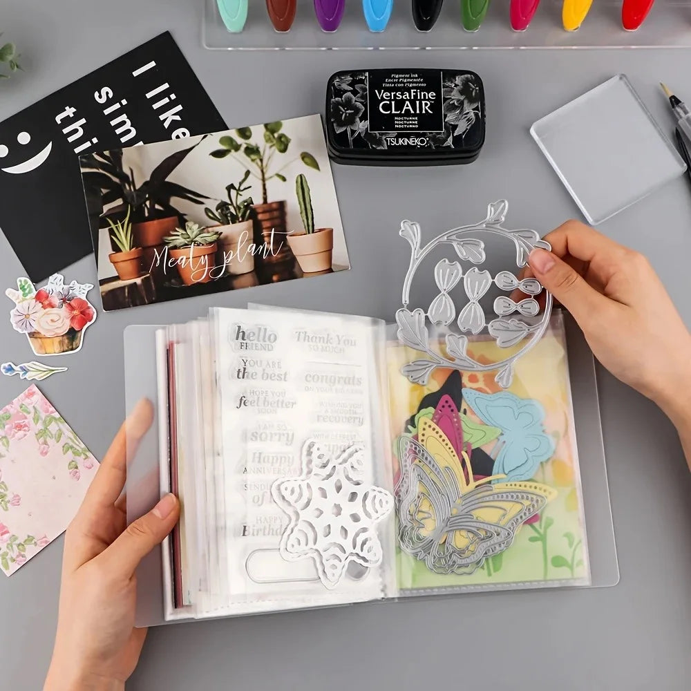 40-Page Classic A6 Photo Storage Album - Zippered Binder Pockets for Scrapbooking, Transparent Protector Sheets for Photo Cards