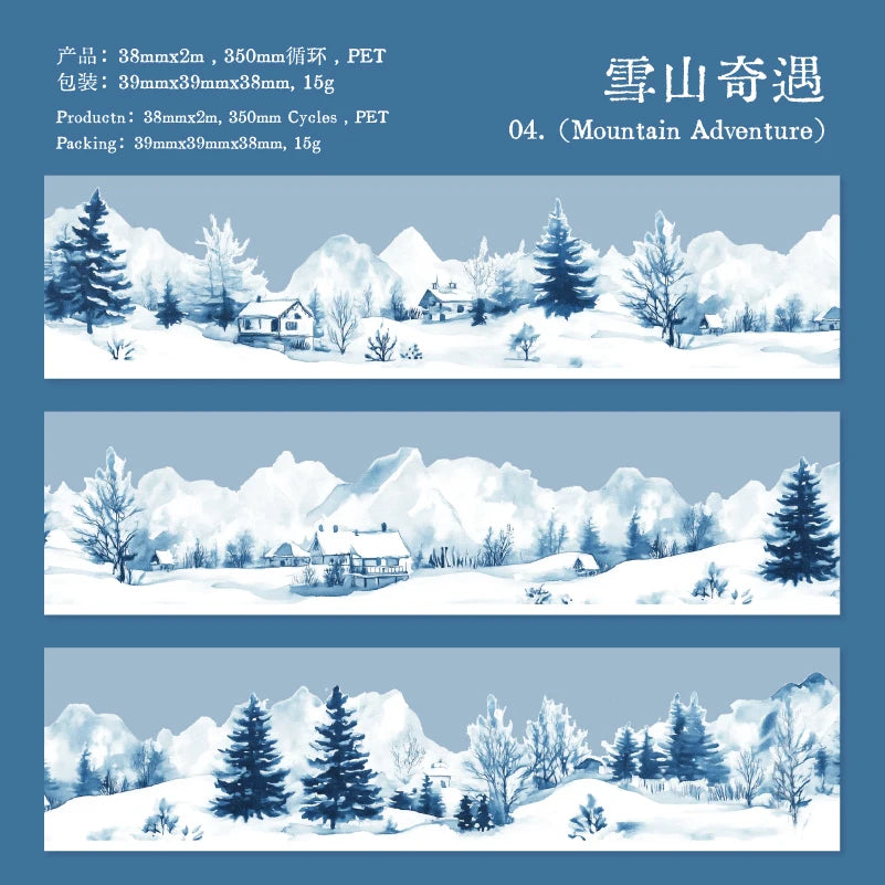 JIANQI 38mm*2m PET Winter snow scenery Tapes DIY Scrapbooking Decor Photo Album Collage Journalling Materials Aesthetics Sticker