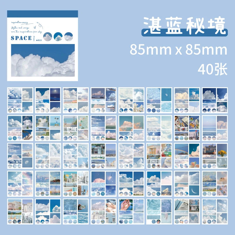 JIANQI 40pcs/pack Aesthetics Decor Stickers Book DIY Scrapbooking Supplies Album Creative Stationery Already Cut Ins Stickers