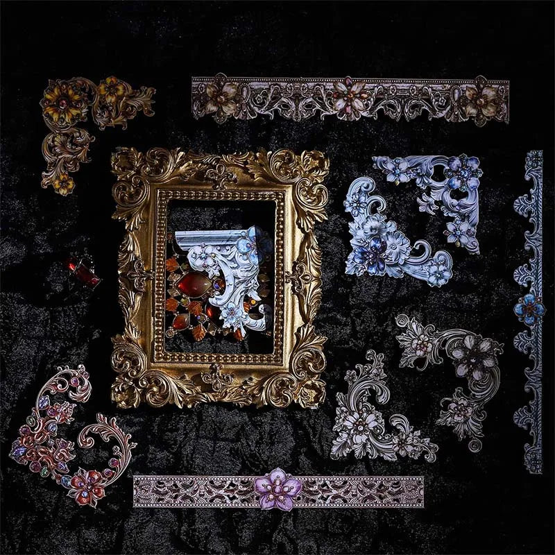 JIANQI 20pcs Strip Corner Sticker Pack baroque style Junk Journal DIY Scrapbooking School Supplies Collage Stationery Stickers